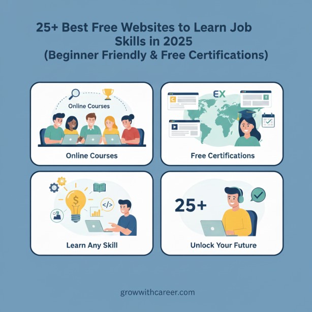 25+ Best Free Websites to Learn Job Skills in 2025 (Beginner Friendly & Free Certifications)