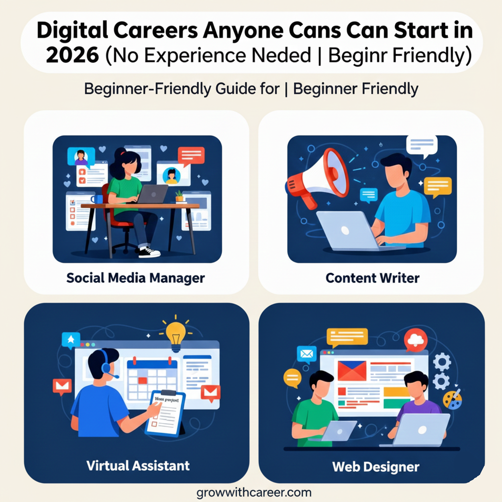 Digital Careers Anyone Can Start in 2026 (No Experience Needed  Beginner Friendly)